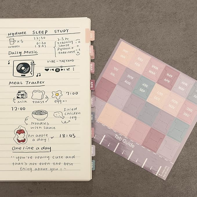 Lumintutu Laminated Planner Monthly Stickers,40 Adhesive Plan Tabs for Notebooks (2 Sets 12 Month Tabs and 24 Blank Tabs), Calendar Monthly Divider Set (Small Purple & Pink)