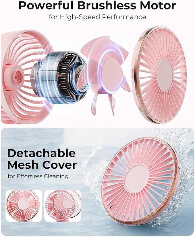 Portable Handheld Fan, 4000mAh, 180 Adjustable, 6 Speed Wind, USB Rechargeable Foldable Fan with Real-Time Display