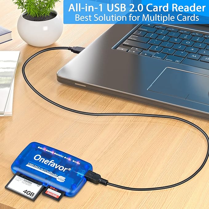 SmartMedia Cards Reader Writer, All-in-1 USB Universal Multi-Card Memory Cards Reader for Windows, Mac, Linux (Card Reader + iPhone Adapter)