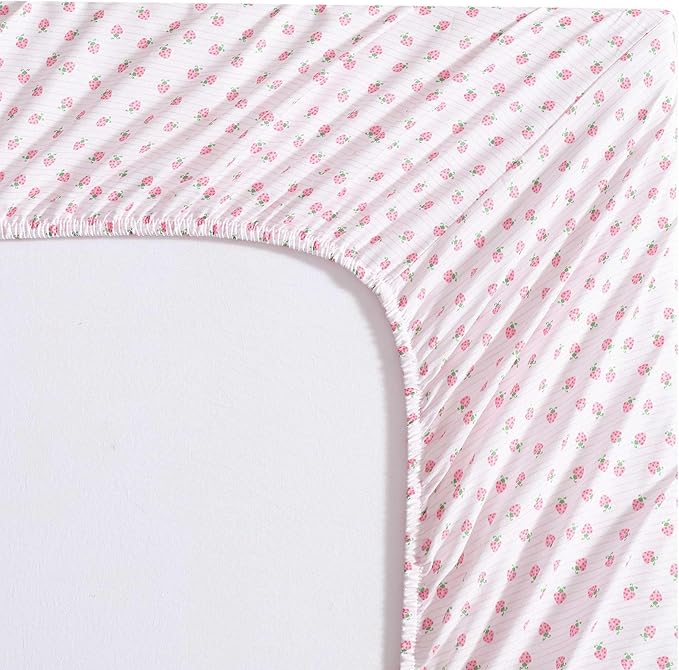 Laura Ashley Kids - Twin Sheet Set, Soft & Wrinkle-Resistant Toddler Bedding Set, Deep Pockets, Girl Bed Sheets with Matching Fitted Sheet & Pillowcase (Sweet Lady Bugs Pink)