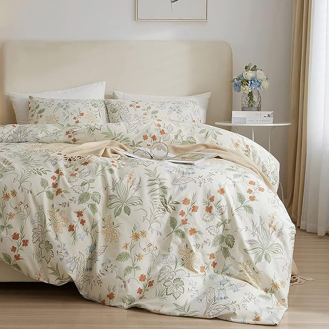 HighBuy King Comforter Set Vintage Floral Comforter Sets for Bed Set Aesthetic Green Flower Bedding Comforter Set Women Girl Bedding Sets Boho Comforter,1 King Comforter Soft 2 Pillowcases