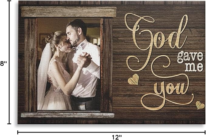 Dem Canvas Personalized Canvas Prints, Custom Photo And Name, God Gave Me You, Wedding Gifts For Couple Anniversary Wedding Engagement Gift For Couples Canvas (12x08)