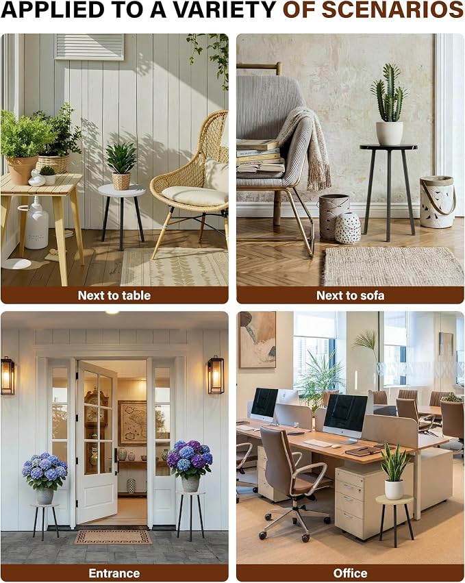 Plant Stand Indoor Tall: Corner Wood Plant Stand 2 Pack Mid Century Modern Decor - Small Round Plant Table for Indoor Plants - Outdoor Plant Holder for Patio Living Room Bathroom Office (White Marble)