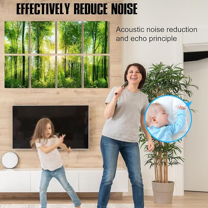 YPY Sound Proofing Panels for Walls: 8 Pack 48"x32" Decorative Art Acoustic Panel Sound Dampening Panels Absorbing Treatment