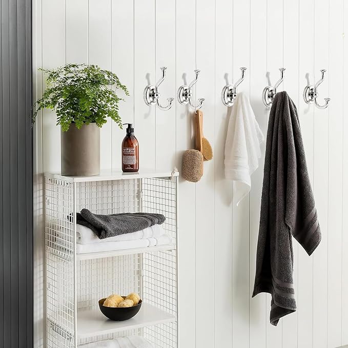 khtumeware 1 Pack 4-1/2 inch Zinc Alloy Vintage Wall Polished Nickel Large Coat Hooks Suitable for Tile, Wood Board, Glass Walls, Bathroom, Entrance Hall, Kitchen, Multi-Functional Robe Hooks