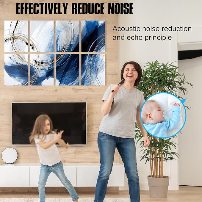 YPY Sound Proof Panels for Walls: Acoustic Panels 8 Pack 48"x32" Decorative Soundproof Padding Absorbing Noise Recording Studio Acoustic Treatment