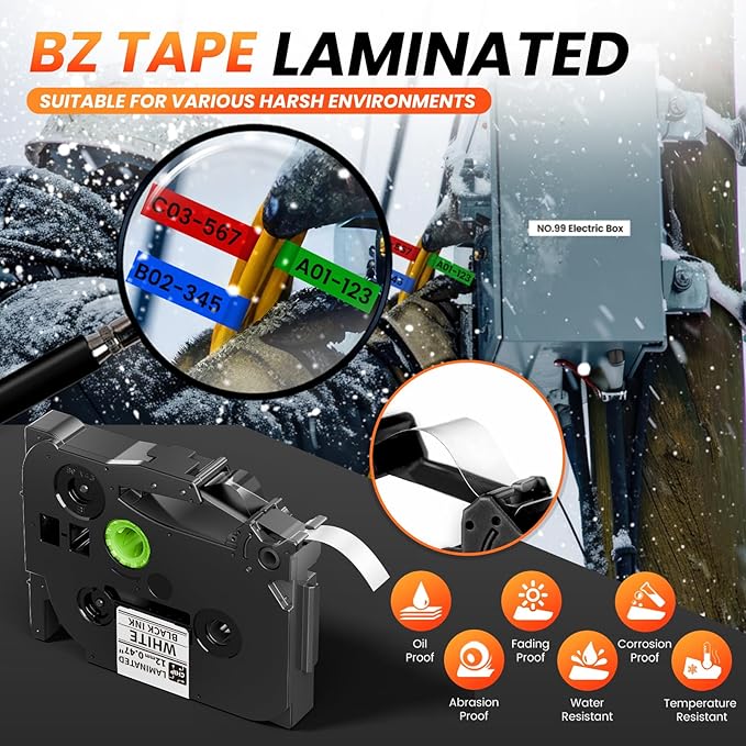 Vixic Industrial Label Maker, Cable Wire Label Maker Waterproof-Labels Bundle 4 Laminated-Tapes for Electricians Network Office Labeling, E1000 Heat Shrink Tube Labeler Machine Handheld & Portable
