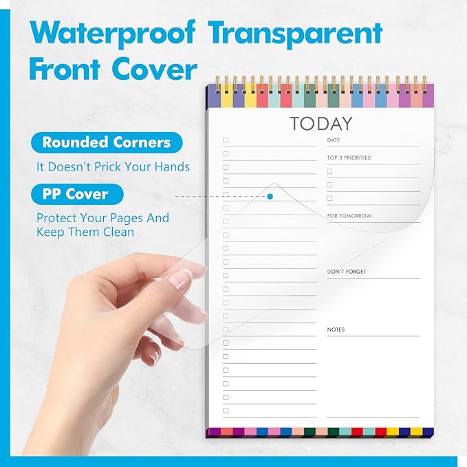 To Do List Notepad, Daily Planner Notebook with 52 Tear-off Sheets, Undated Writing Organizer for Daily Tasks and Goal, Coiled Task Track Checklist Productivity Pad for Office, Classroom, Home, School