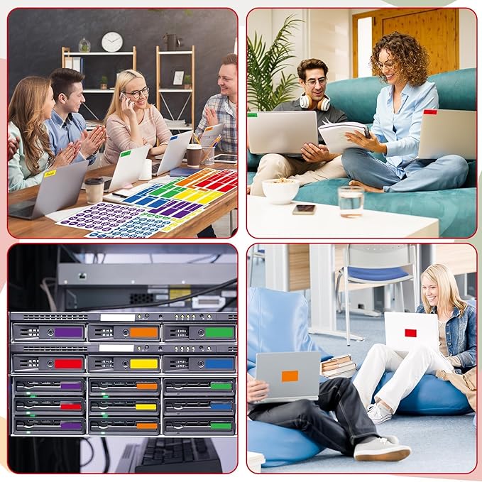 18 Sheets Classroom Laptop Labels-Chromebook Color Coding Stickers with Round & Rectangular Styles,Paper Cable Label Chromebook Labels to Write for Teacher Classroom Computer Management (6 Color)