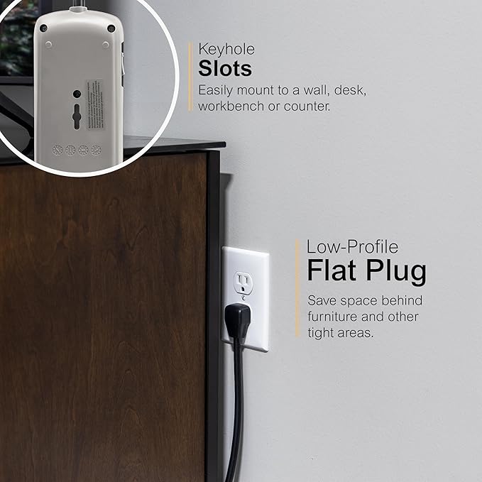 GE 37054 Pro Surge Protector, 7 Outlets + 2 USB, 1780J, 3' Cord, 2.1A, Black