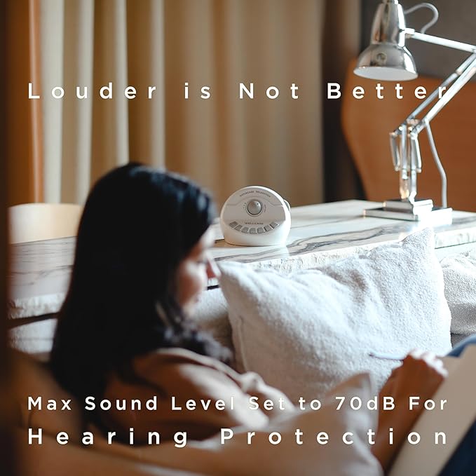 WELLCARE-Naturcare Sound Relaxation, White Noise, 7 Nature Sounds, Sleep Sound Machine, Calm Infants, for Baby, Kids, Adult. Stepless Volume, Timer, Powered by Adapter or Batteries(Both Not Incl.)