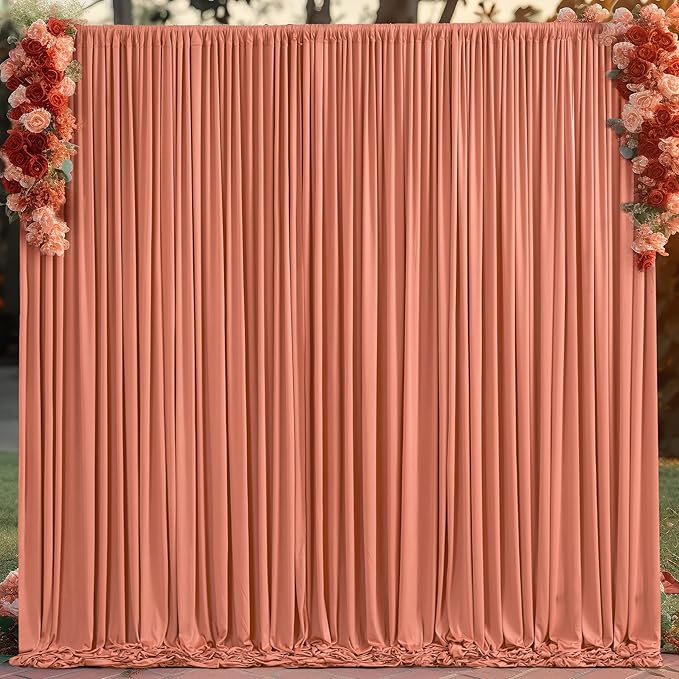 Rust Backdrop Curtain for Parties Wedding Wrinkle Free Red Photo Curtains Backdrop Drapes Fabric Decoration for Birthday Party Baby Shower Christmas 5ft x 7ft,2 Panels