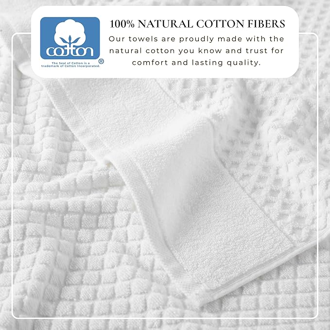 Great Bay Home Oversized Bath Sheets - 100% Cotton 2 Pack 68x35 Extra Large Towel - Absorbent, Durable, Quick-Dry Towels for Bathroom (Optic White)