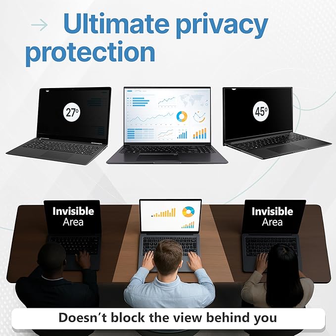 VINTEZ [2 Pack] 15.6 Inch 16:9 Privacy Screen for Computer Monitor and Laptop - Anti Glare Protector Film Blue Light Filter Eye Protection - Computer Screen Privacy Shield