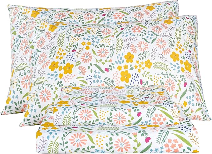 Bedlifes Queen Size Extra Deep Pocket Sheet Sets - Fits Mattresses Up to 18-24" Thick, 4-Piece Microfiber Set with 1800 Thread Count, Soft, Smooth, Breathable, Featuring Floral