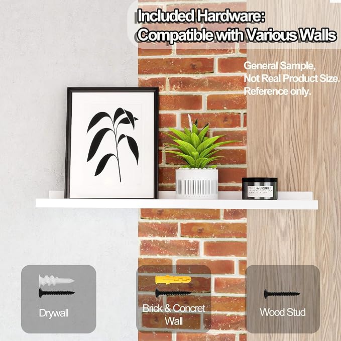 White Floating Shelves for Wall Decor, Long Wall Mounted Storage Shelf for Bedroom, Living Room, Bathroom, Kitchen, Nursery, Display Picture Ledge Shelf with Lip Set of 2-71 Inches, White