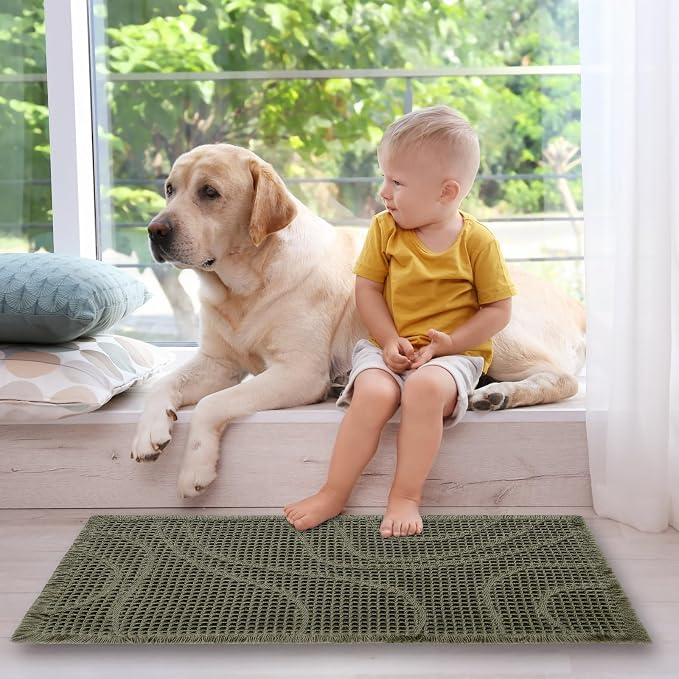 ZALL Grey Waffle Bath Mat,Super Absorbent Non Slip Bathroom Rug,Gray 24x48inch,Machine Washable Ultra Soft Floor Mats