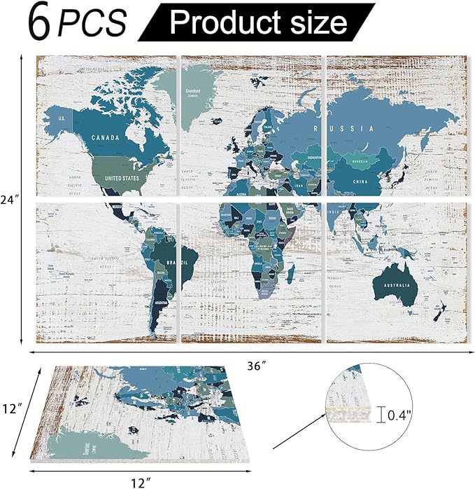 YPY Acoustic Panels Art Soundproof Panels: Vintage World Map Print Acoustic Panels Decorative Sound Absorbing Panels for Office Recording Studio Room,36"x24",Set of 6