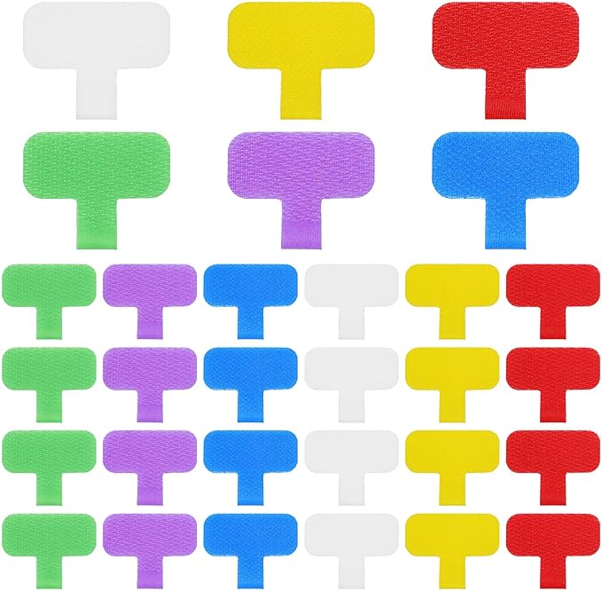 30 Pcs Cable Labels, Multi-Color Write On Cord Labels for Computers Cable Management, Electronic Cables Identification Tags, Self-Adhesive Nylon Wrap-It Cables Label, 1.50 × 0.63 inches