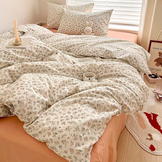 HighBuy Boho Floral Comforter Set King Bohemian Comfy Comforters for King Bed,Luxurious Soft Comforter with 2 Pillowcases,All Season,Skin Friendly Cooling Comforter for Women Girl