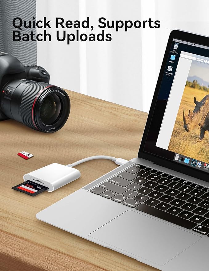 USB C SD Card Reader for iPhone 15 16/iPad/MacBook/Mac, xdgeLoad USB-C Type C SD Reader Supports SD and MicroSD Memory Card Adapter, Trail Camera Viewer Plug and Play - 2 Slots