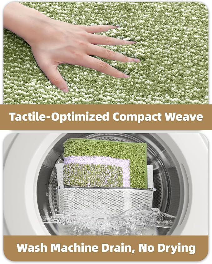 Color&Geometry Simple and Stylish Large Bath Mats for Bathroom Non Slip, 24"x32" Moss Green and Ivory Bathroom Rugs, Absorbent, Soft, Washable, Microfiber Bath Rug Shower Mat Outside Shower