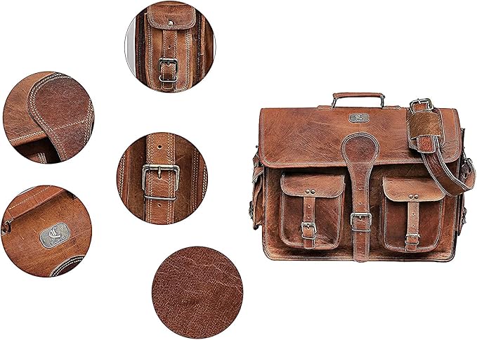Cuero DHK 16 Inch Vintage Handmade Leather Messenger Bag Laptop Briefcase Computer Satchel Bag for Men & Women (16 Inch Medium)