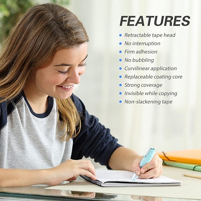 BITOSEE Refillable Retractable White Correction Tape, Mini Small Japan Aesthetic Cute Correction Tape Pen, with Easy to Refill Pen Applicator,for Kawaii School Office Supplies