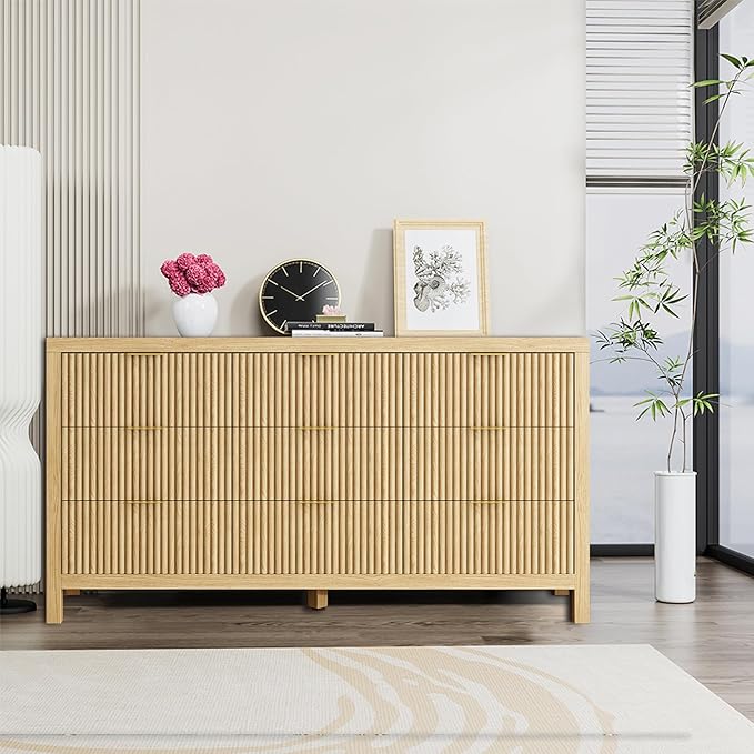 NRITOBY Modern 9 Drawer Wooden Storage Cabinet, Large Floor-Standing Storage Drawer Cabinet, Multifunctional Storage Cabinet for Office and Entryway