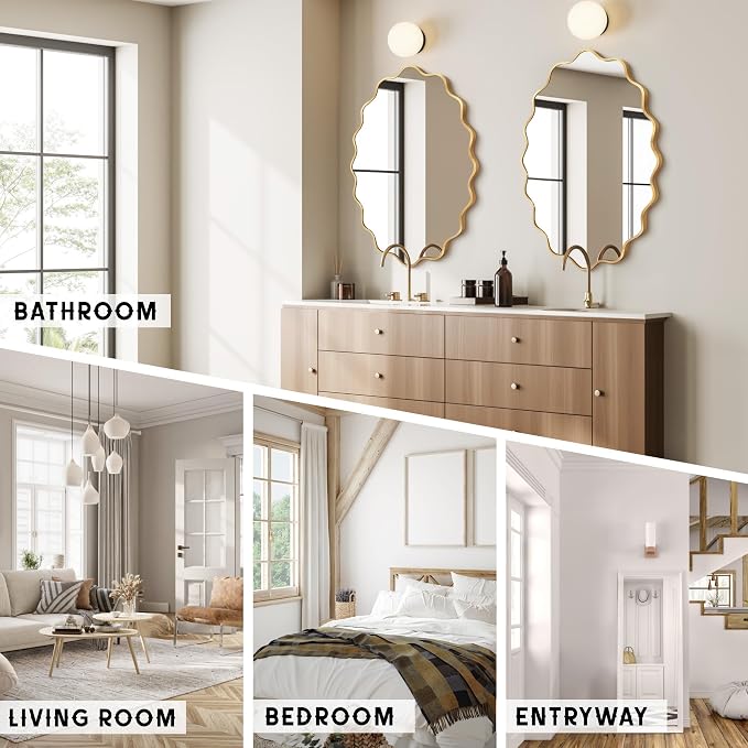 Oval Wavy Wall Mirror -Irregular Wall Mirror with Gold Asymmetrical Aluminum Alloy Frame,22"x30" Decorative Wall Mirrors for Bathroom, Bedroom, Living Room, Dining Room，Entryway
