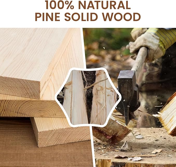 Heimlove Pine Wood Floating Shelves, 8 Inch Deep Real Wood Shelves Set of 2, Wall Mounted Rustic Wood 36x8 Floating Shelf with Invisible Brackets for Bedroom Kitchen Living Room - Honey Oak