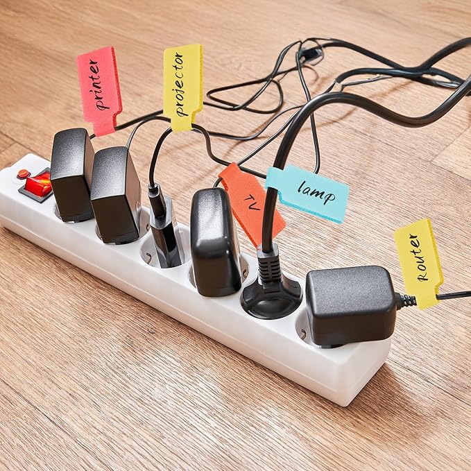 40 Pack Cable Labels Tags, Multi-Color Write On Wire Cord Tags and Charger Labels Waterproof for Cable Management and Identification Electronics (Rectangular)