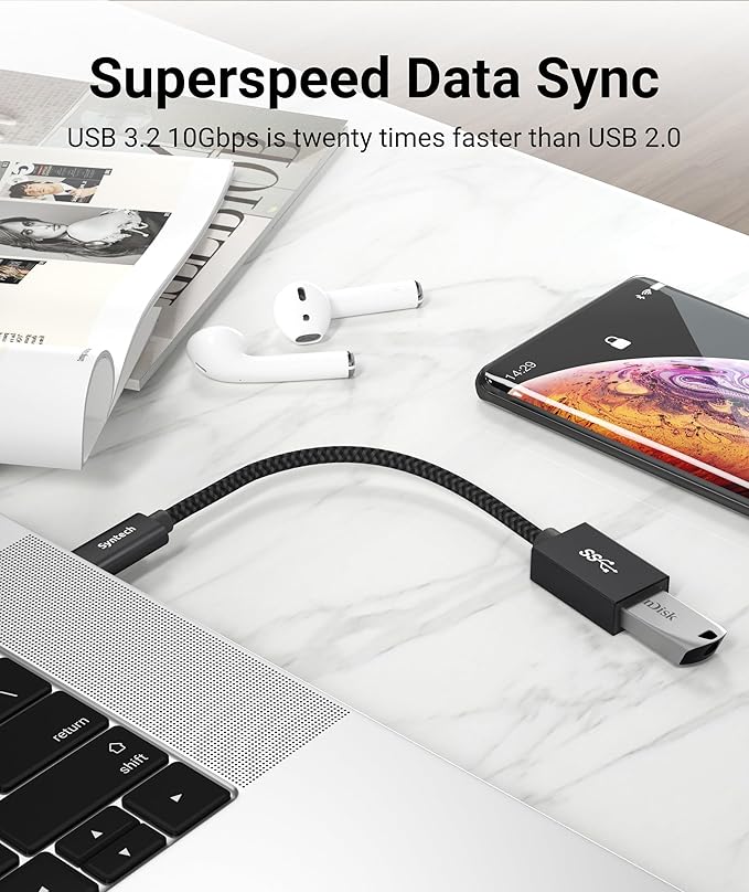 Syntech USB C to USB Adapter, 2 Pack USB C to USB 3, Type C to A, Thunderbolt 3 to USB Female Adapter OTG Cable Compatible with iPhone 17/Air/16/15 Pro Max, iPad mini 6, MacBook Pro, Air and More