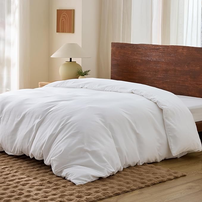 Bedsure Duvet Cover Full Size - Only Includes 1 Duvet Cover (80"x90"), Hotel Luxury Soft Double Brushed All Season Bedding for Kids & Adults, Zipper Closure, NO Comforter, White