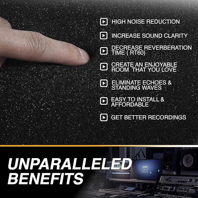 52 Pack Acoustic Panels 1 X 12 X 12 Inches - Acoustic Foam - High Density- Soundproof Studio Wedges - Charcoal