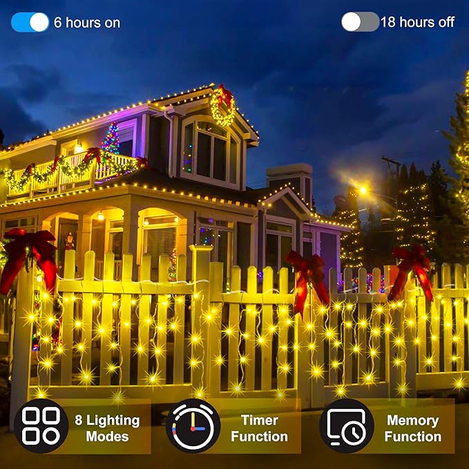 1620 LED Christmas Outdoor Lights with 360 Drops, 164ft Hanging Curtain Lights with 8 Modes Timer & Memory, Waterproof Christmas Fairy Lighs for House Roof Holiday Yard Wedding Decor (Warm White)