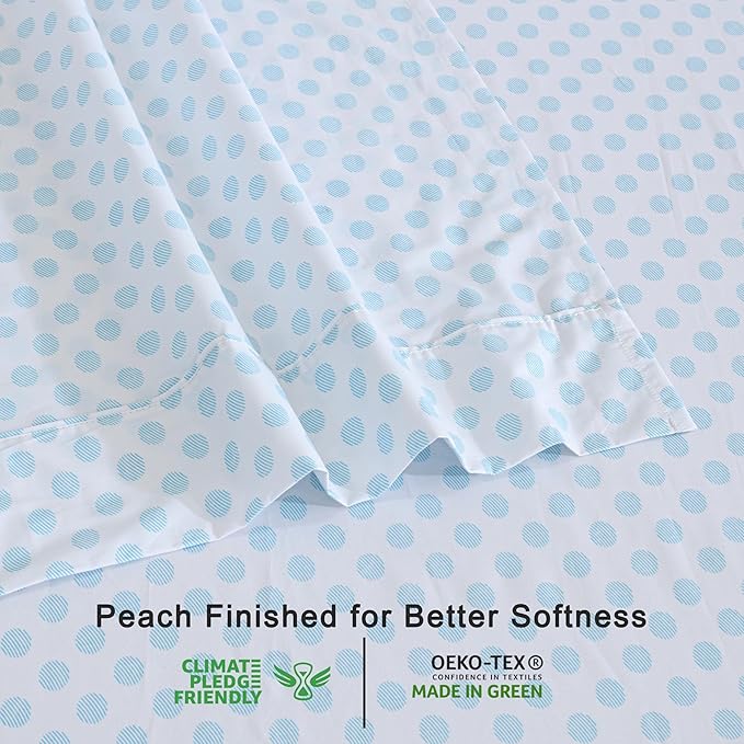 RUVANTI 100% Organic Cotton Sheets Queen Size, Percale Weave, GOTS Certified, 4-Piece Set, Deep Pocket 15", Crisp & Breathable, Soft Durable Bedding, Sábanas Algodón Orgánico – Circle Imprint