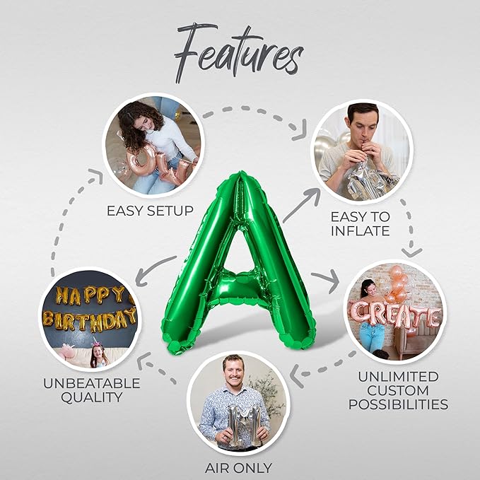 Letter Balloons - LOVE IS IN THE AIR 16" Inch Alphabet Letters Foil Mylar Balloon Valentines Day Party Banner (Green)