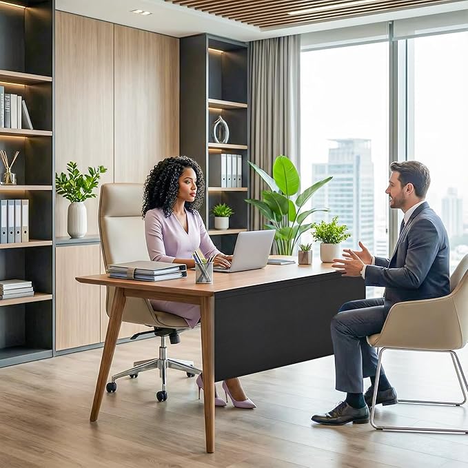 48" Under Desk Privacy Panel Self-Adhesive Modesty Panel 600D Heavy Duty Desk Skirt Privacy Divider for Office Home or Standing Workstation Concealer Shield
