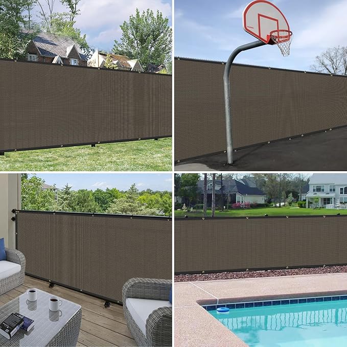 Windscreen4less Privacy Fence Screen Heavy Duty Windscreen Fencing Mesh Fabric Shade Net Cover with Brass Grommtes for Outdoor Wall Garden Yard Pool Deck, 6'x271' Brown