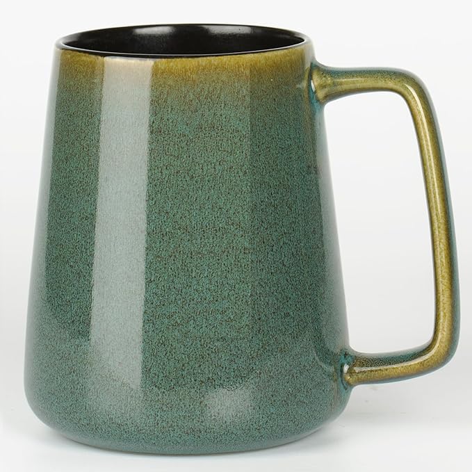 HYTYSKAR 24 OZ Extra Large Ceramic Coffee Mug, Jumbo Coffee Mugs, Big Tea Cups with a Large Handle for Office and Home, Microwave and Dishwasher Safe (24 OZ Green)