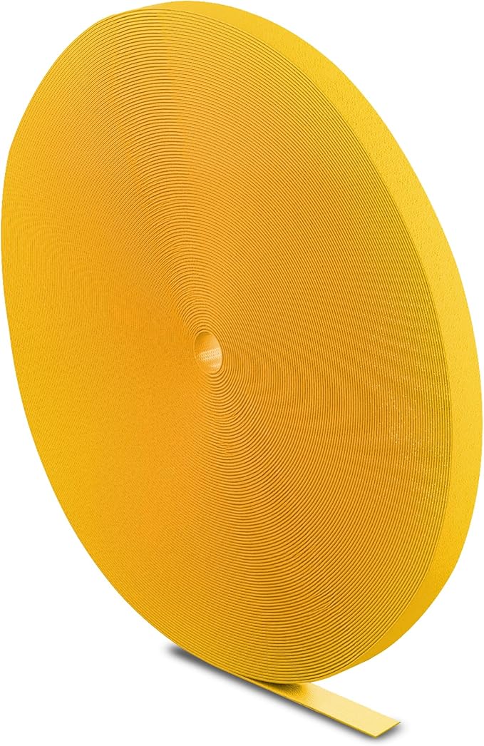 Label-the-cable Cable Management Ties Tape, Adjustable, Re-Useable/Cable Tidy/Hook and Loop Cord Organizer, Wire Management/PRO ROLL, 1 PCS, 25m x 16mm, Yellow, PRO 1240