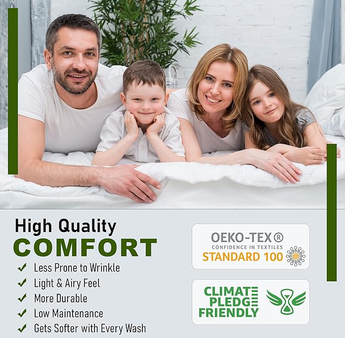 RUVANTI 100% Cotton Full Size Bed Sheets, 4 Pieces, Soft & Breathable Percale Weave Bedding, Deep Pocket 16", Hotel Standard, Crisp Cool Feel, Durable, Perfect Sheet Set Floral, Idiomatic Expression