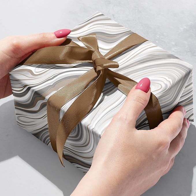 Jillson Roberts Bulk Gift Wrap, Everyday Gift Wrapping Supplies, Marbelized Silver, 1/2 Ream 417 feet x 30 inches