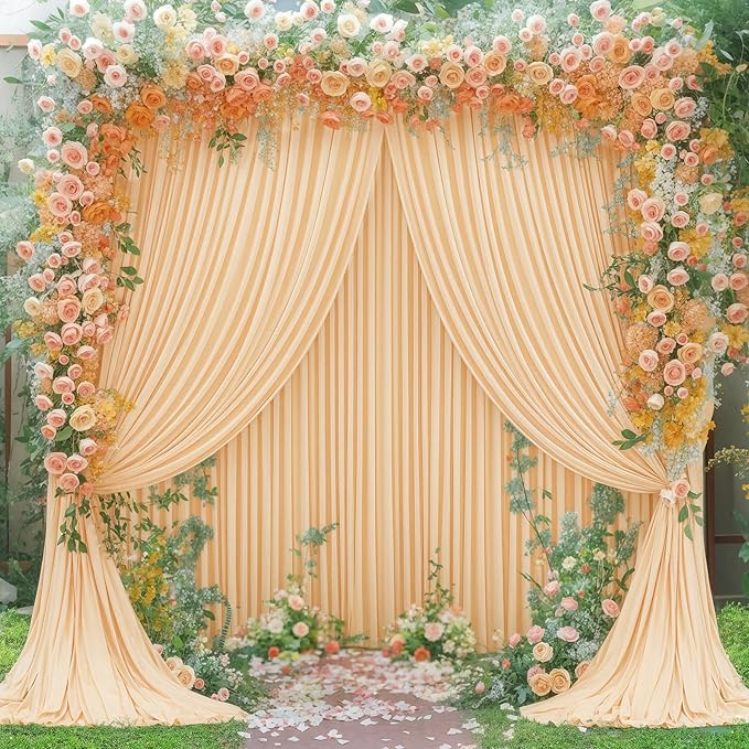 Dark Champagne Backdrop Curtain for Parties Wedding Baby Shower Wrinkle Free Photo Curtains Backdrop Drapes Fabric Decoration for Bridal Shower 5ft x 7ft,2 Panels