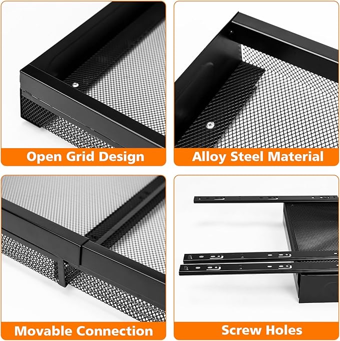 Hisencn Pull Out Cabinet Organizer, Expandable Width 13.9"-22", 21.8" Deep Heavy Duty Slide Out Drawer for Kitchen Cabinets, No Drill Roll Out Shelves with Adhesive Nano Film (Black)