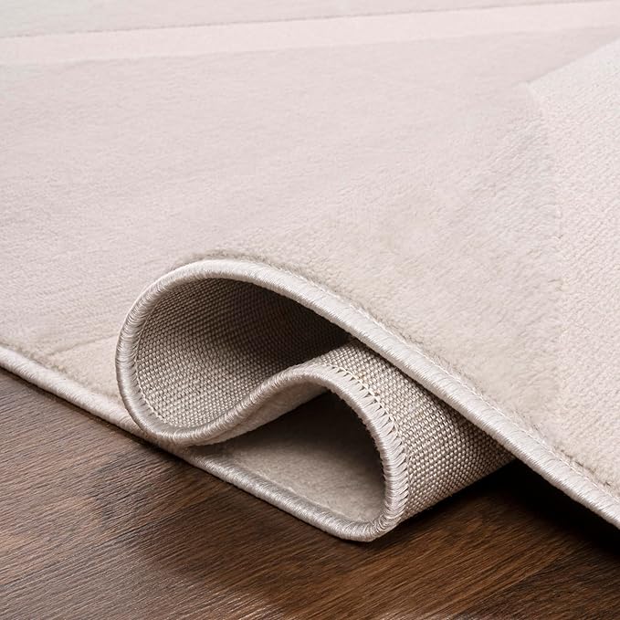 JONATHAN Y Sun Two-Tone High-Low Indoor Area Rug 3X5 White/Cream, Aelius MidCentury Scandinavian Abstract for Living Room, Bedroom, Kitchen, Easy-Cleaning, Pet-Friendly, Non-Shedding SND101B-3