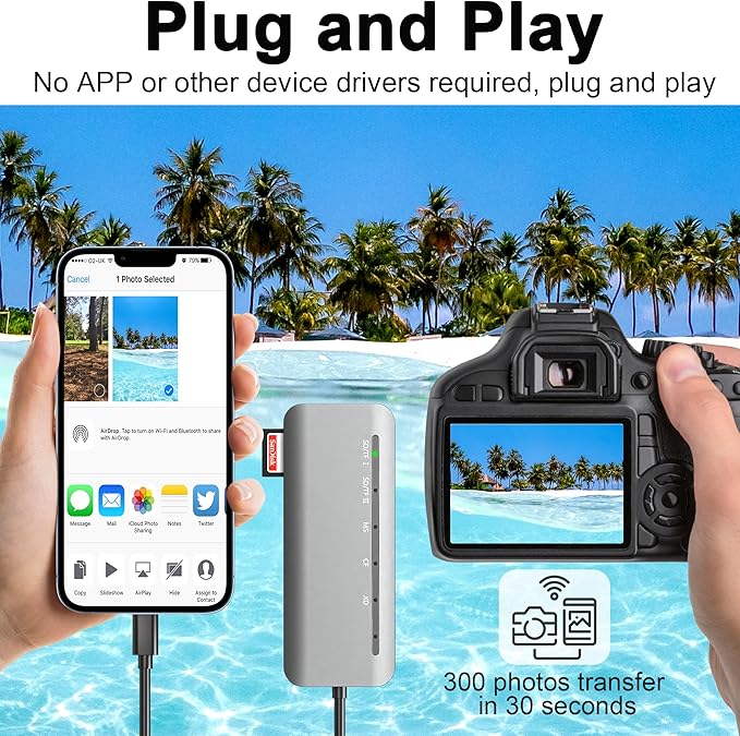 Memory Stick Pro Duo Card Reader, 7 in1 Memory Stick Pro Duo Adapter USB C for SD/TF/CF/XD/MS, Multi Card Reader for Camera, Game Trail Camera, Phone, Tablet, Laptop, Android