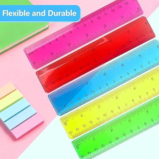 30Pcs 6 Inch Rulers with Inches and Centimeters in Bulk，Plastic Ruler in Assorted Colors, Clear Ruler, Transparent Rulers Bulk for Students Back to School Office Supplies(30Pcs)