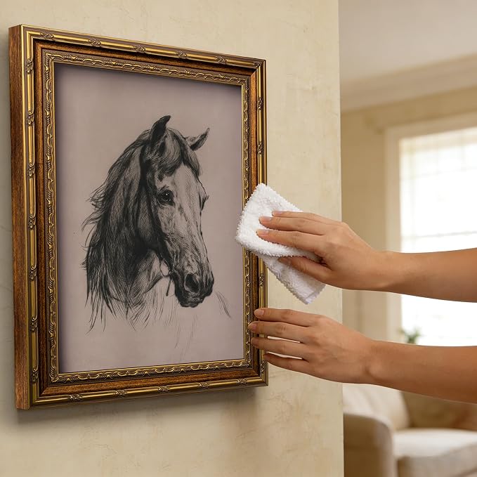 Vintage Gold Framed Horse Sketch Canvas Wall Art Retro Horse Wall Decor Vintage Farmhouse Animals Sketch Print Artwork Retro Rustic painting Picture for Farmhouse Bedroom Living Room 9X11in